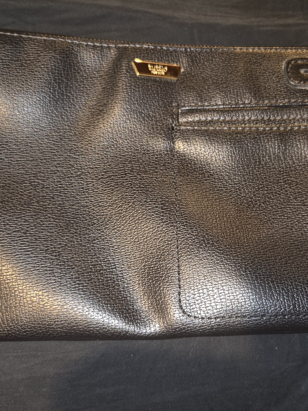 Tutilo New York Black Leather tech Clutch